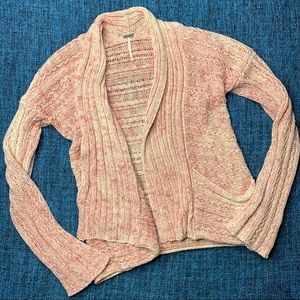 Free People Acid Washed Pink Knit Cardigan Sweater